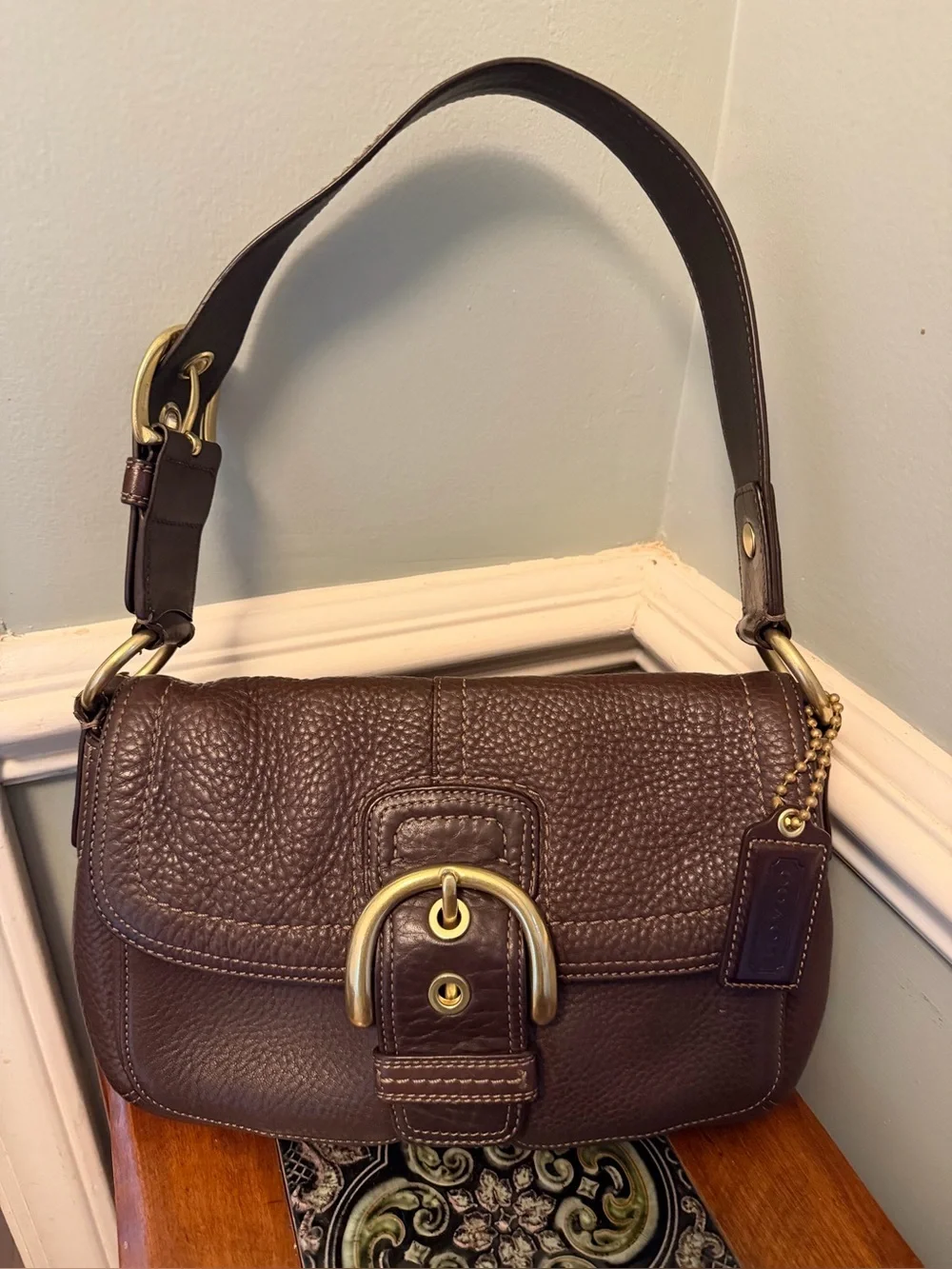 Coach Dark Brown Soho Buckle Flap Shoulder Bag